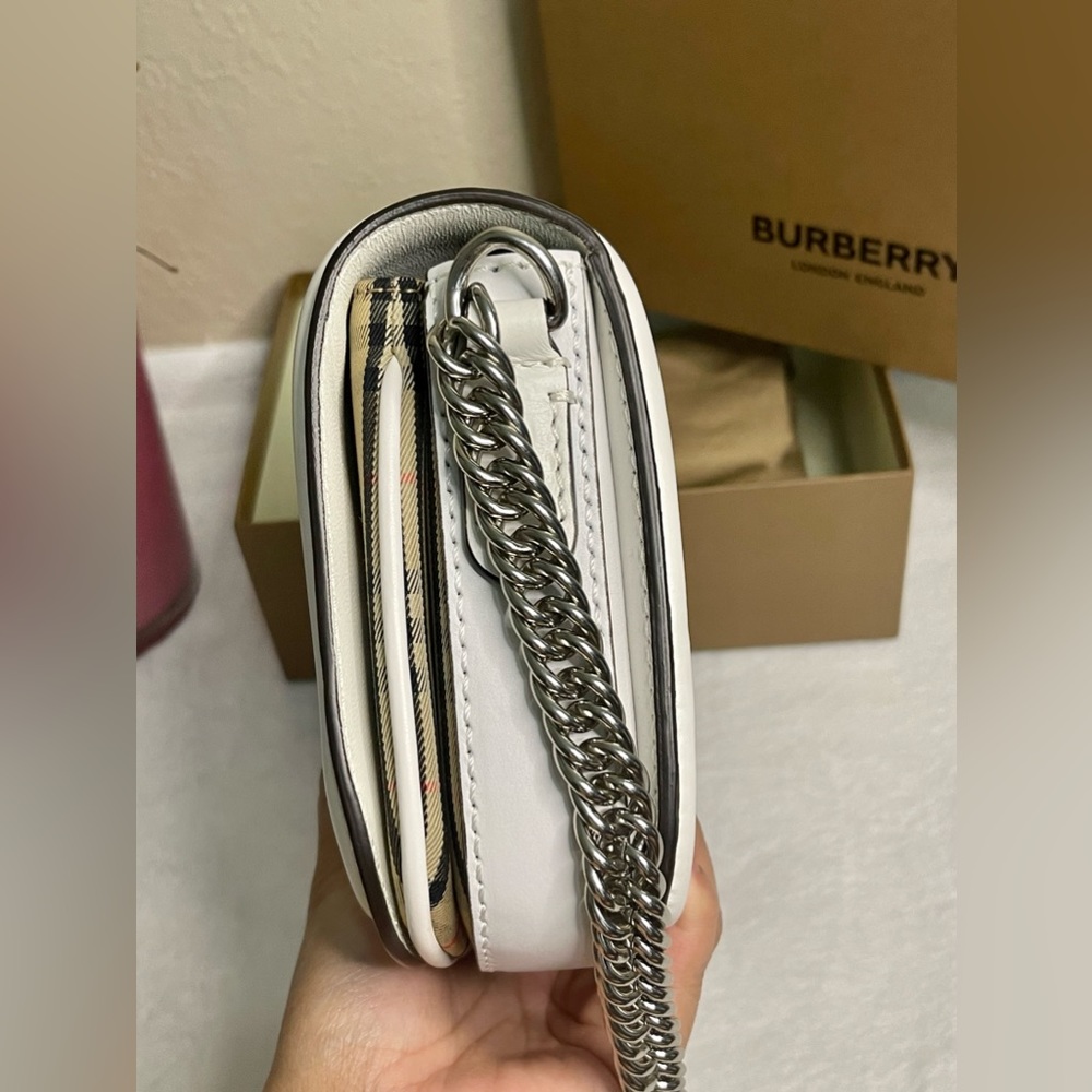 Like New Burberry Calfskin 1983 Knight Check Link Shoulder Bag - Picture 12 of 14